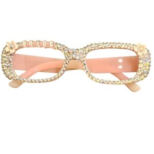 Handmade BRIDE Swarovski Crystal Rectangle Rosey Sunglasses